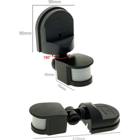 FOREHILL Interrupteur �� capteur infrarouge 220v noir avec pied de lampe projecteur