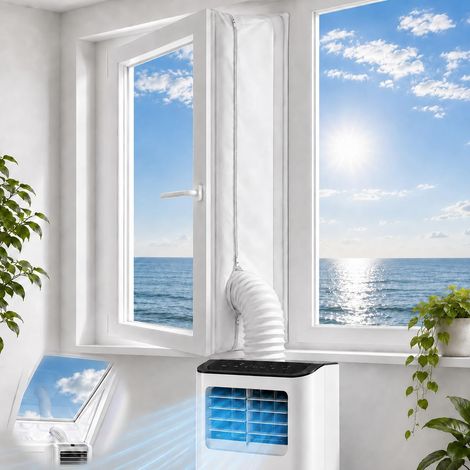 Joint de fenêtre pour climatiseur mobile 400 cm, joint de fenêtre avec fermeture éclair, kit d'étanchéité pour tuyau d'évacuation, isolant et réutilisable (1/5)