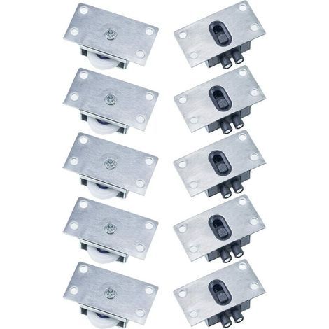5 Paar Schiebetürrollen für Möbel, Fenster, rostfrei, geräuscharm, verschleißfest, für Kleiderschrank, Schrank, Fenster (Silber) (1/4)