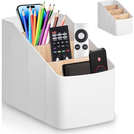 Schreibtisch-Organizer für Fernbedienungen: Tisch-Organizer mit 4 Fächern, Aufbewahrungsmöglichkeit für Fernbedienungen aus Kunststoff, Schreibtisch-Organizer für Fernbedienungen, Schreibwaren, Stifte