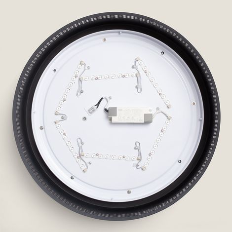 Plafoniera LED da 40 W in Acciaio Saska L Nero Opaco (1/5)