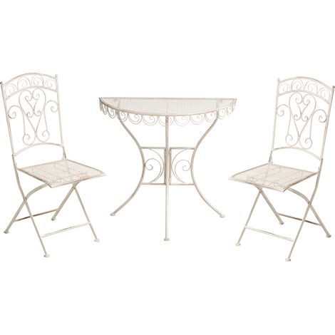Conjunto de balcón jardín exterior metal estilo vintage estructura de hierro beige claro Juina (1/5)