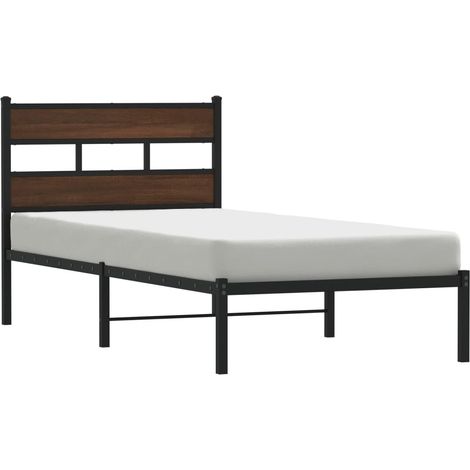 Lit simple Lit adulte Cadre de lit sans matelas avec tête de lit 100x200 cm (1/5)