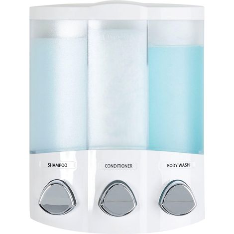 Distributeur de Savon Triple, chromé, Plastique ABS, Blanc, 3-Chamber (1/4)