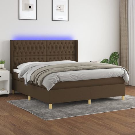 Boxspringbett mit Matratze & LED Dunkelbraun 160x200 cm Stoff (1/5)