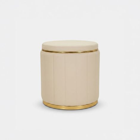 Pouf con Contenitore Similpelle Crema Oro Moderno Soggiorno Camera (1/5)
