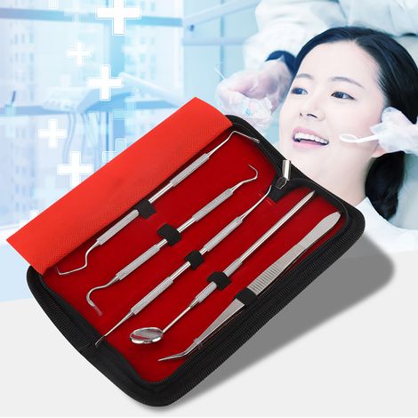 Kit de nettoyage pour l'hygiène buccale, ensemble de 5 outils dentaires professionnels en acier inoxydable (1/5)