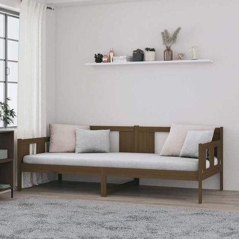Sofá cama de madera maciza de pino marrón miel 90x190 cm (1/5)