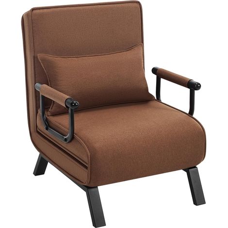 WOLTU Sillón cama individual con respaldo regulable en 5 posiciones, marrón