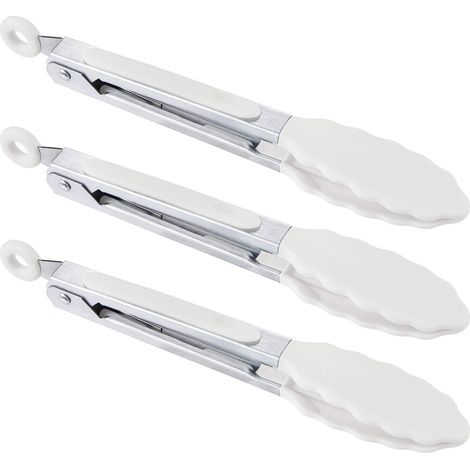 Pinces De Cuisine - 18 Cm - Silicone Alimentaire Et Acier Inoxydable - Pour Service Table Buffet Salade Tacos - Lot De 3 (1/5)