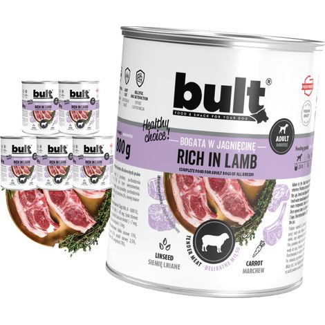 BULT NASSFUTTER FÜR HUNDE, DOSE, REICH AN LAMM, SET 6x800G