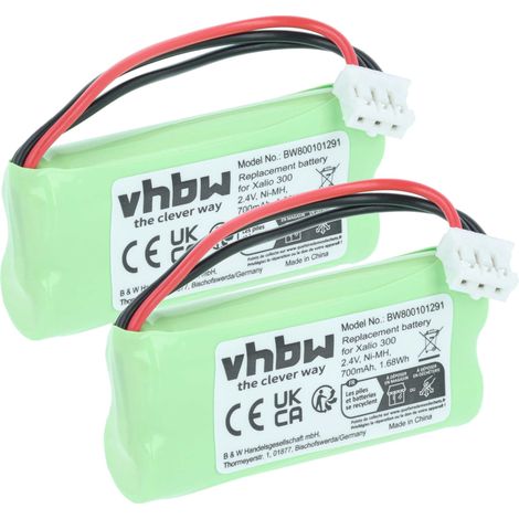 vhbw 2x Akku kompatibel mit Philips Kala 3351, 3350, 3322, 300, Vox 300 Duo, 300 Vox, Vox 300, 3352 schnurlos Festnetz Telefon (700 mAh, 2,4 V, NiMH) (1/5)