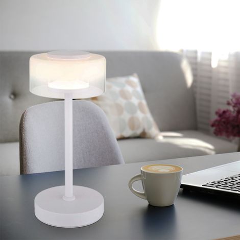 Tischlampe Tischleuchte Nachtischlampe weiß Glas Wohnzimmerlampe H 32,5 cm