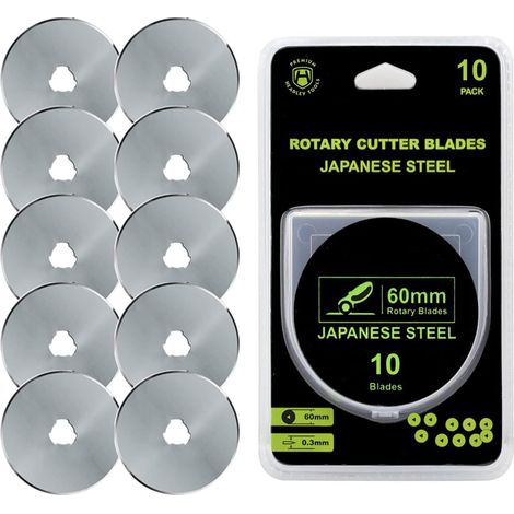 Lot de 10 lames de cutter rotatif 60 mm en acier japonais de rechange pour coupe-tissu et artisanat (1/5)