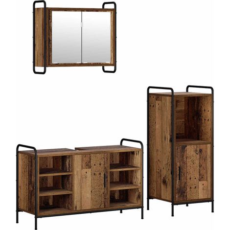 Badezimmerschrank-Set 3 stk. Altholz 40 x 36 x 99,5 cm vidaXL (1/5)