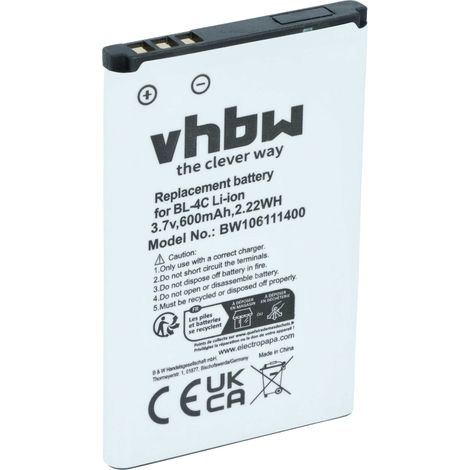 vhbw Akku kompatibel mit Doro Phone Easy 509GSM, 510GSM, 515GSM, 510, 530X, 5516, 515, 516, 5517 Handy Smartphone Telefon (600 mAh, 3,7 V, Li-Ion) (1/5)