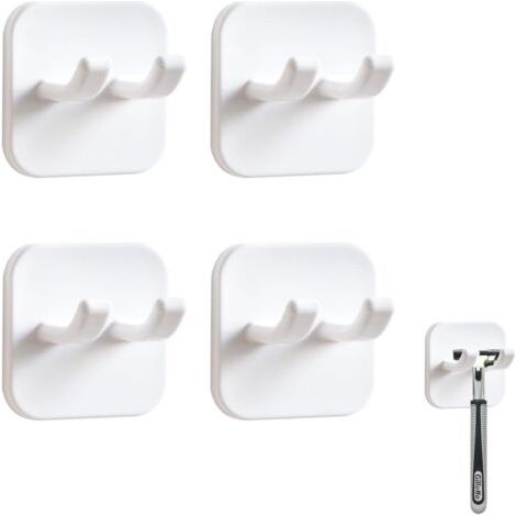 4 Pièces Supports de Rasoir pour la Douche Porte-Rasoir de Salle de Bain Crochets de Douche Auto-adhésifs Porte Rasoir Sans Perçage (1/4)