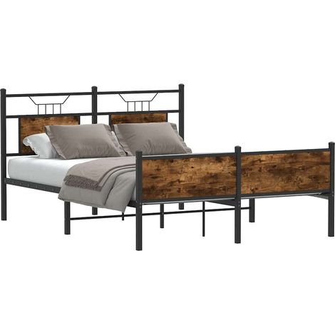 Estructura de cama sin colchón madera roble ahumado 137x190 cm