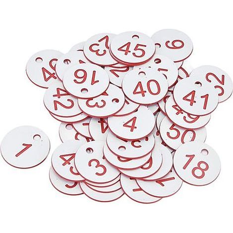 Lot de 50 étiquettes rondes numérotées en ABS pour ruche, avec trou, pour apiculture (1 à 50) (1/4)