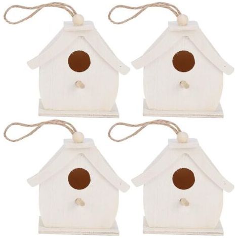 Mini maison d'oiseaux en bois suspendue, 4 pièces, nids d'oiseaux, ornements pour jardin extérieur, balcon, cour (1/5)