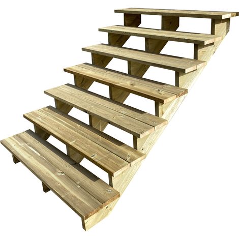 Außentreppe Holz H122cm 7 Stufen, Breite 120cm, OHNE Setzstufen
