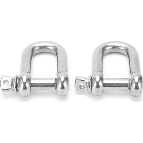 2 pièces Anneau à vis Manille en forme de D en acier inoxydable 304, usage intensif, pour chaînes et câbles, levage (1/5)