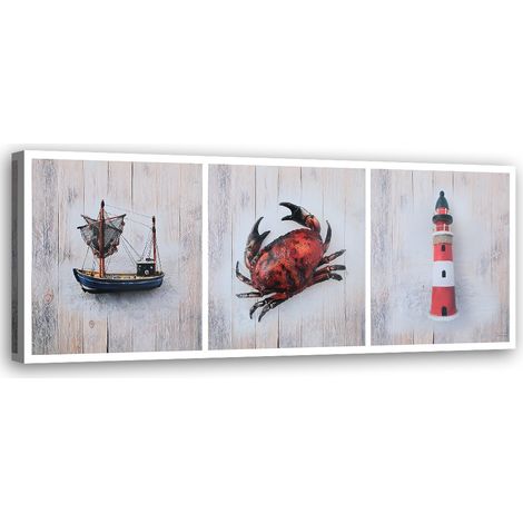 Cadre déco Bateau Crabe Phare 90x30 (1/5)