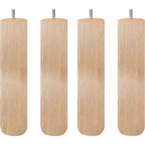 Lot de 4 pieds de meuble 25x6 rond en bois de hêtre - PIEDS DE LIT (1/3)