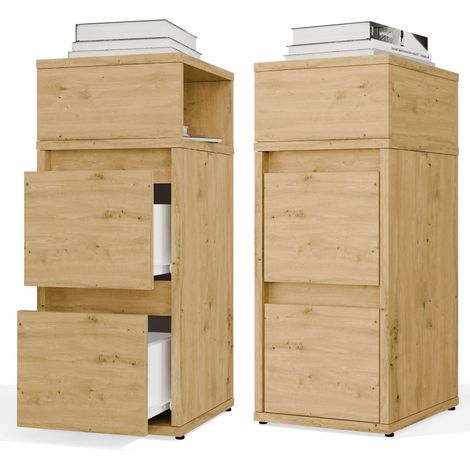 YORK - comodino con mensola e 2 cassetti per camera da letto - 27x65x32 cm - artisan (1/5)