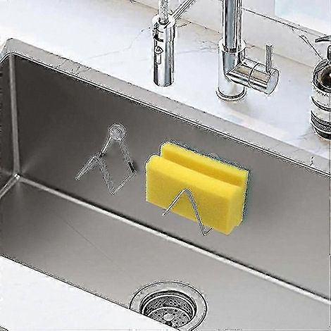 Porte-éponge magnétique pour évier de cuisine - Accessoire mural en acier inoxydable (1/2)