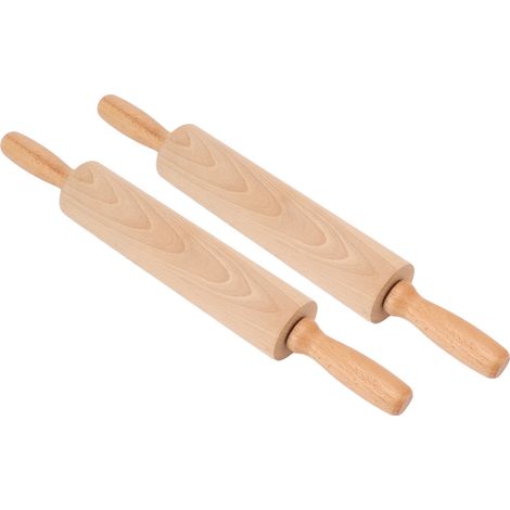 Rouleau à pâtisserie en bois de hêtre, 2 pièces, manche ergonomique, lisse, petit rouleau pour gâteaux, cuisine maison, outil de boulangerie robuste (1/5)