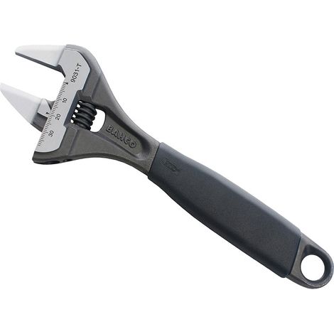 Bahco 9031-T ERGO&x2122 Central Nut Wide Opening THIN Jaw Adjustable Wrench with Rubber Handle, 218mm