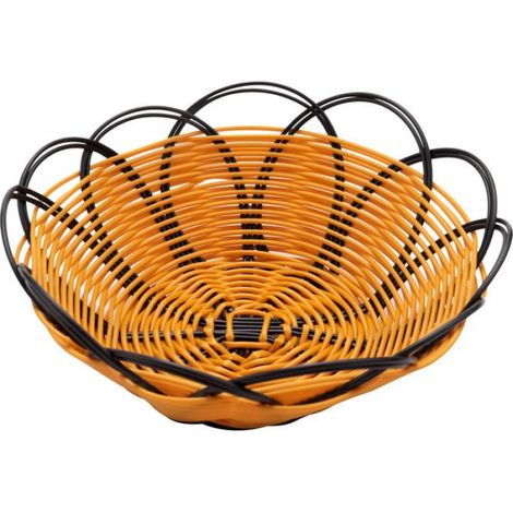 Corbeille Fruits - Plastique Tressé - 18 x 9 cm - Noir et Orange - Pour Cuisine Intérieure - 1 Pièce (1/5)