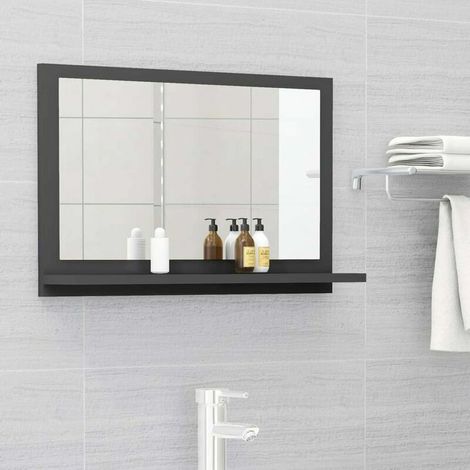 Green Mobility-Miroir de salle de bain Gris 60x10,5x37 cm Agglomere (1/5)