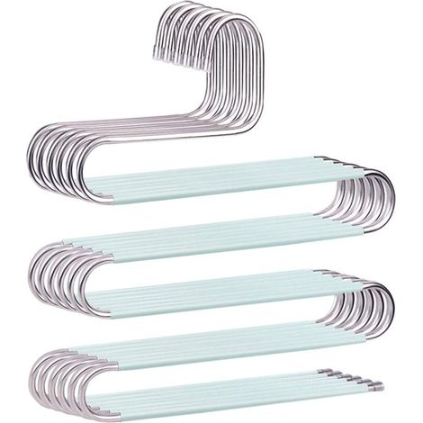 Bardusch - Lot de 6 cintres antidérapants en Forme de S en Acier Inoxydable pour Pantalons, Jeans, écharpes - Vert (1/4)