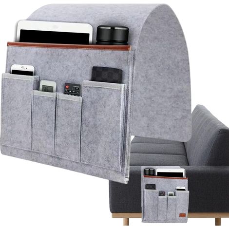 Organisateur d'accoudoirs de canapé - Table de chevet antidérapante, sac de rangement pour fauteuil de relaxation Sac de rangement multifonction pour accoudoirs de canapé, porte-revues à (1/5)