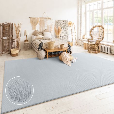 Paco Home Teppich Wohnzimmer Kurzflor Skandinavisches Boho Muster Moderne Einfarbige Deko Grau, 120x160 cm
