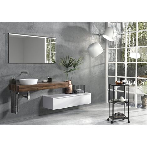 Ensemble de salle de bain 5 pièces YOKA noyer/blanc
