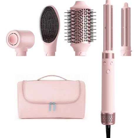 Air Styler 5 en 1 Bi-Tension, Sèche-Cheveux Ionique de Voyage Boucleur Auto-Wrap, Brosse Soufflante, Lissage, Boucles, Séchage Rapide, Anti-Frisottis, pour Voyage International et Maison (1/5)