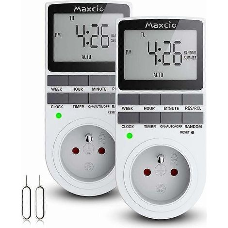 Digitale programmierbare Steckdose, digitaler Tages-/Wochentimer, Steckdosenprogrammierer mit LCD-Bildschirm und Diebstahlsicherung im Zufallsmodus, Energiesparmodus, 16 A/3 (1/5)