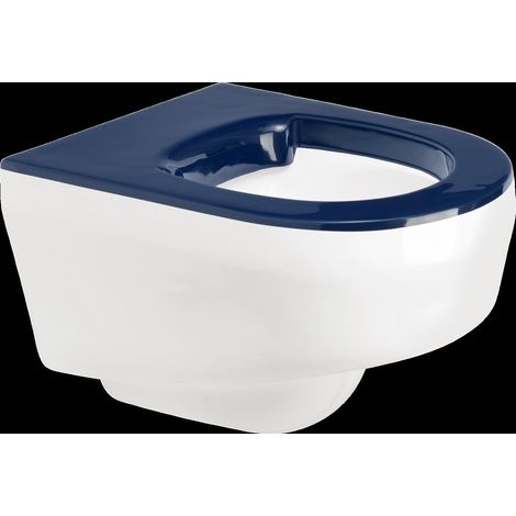 WC T, PRV, mural, montage murale, blanc, abattant bleu, 400x370x510 mm (1/2)