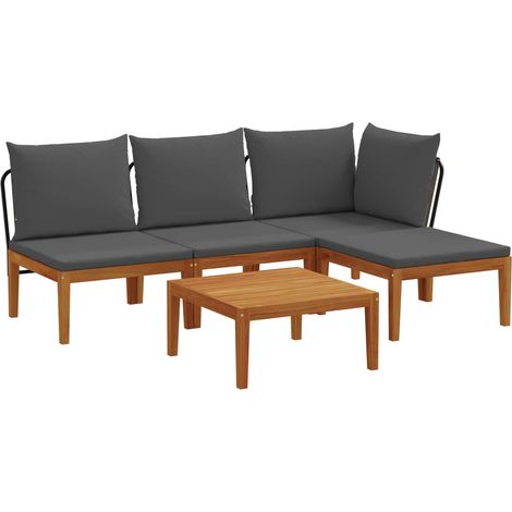 5 uds. Conjunto de Jardín con Cojines Natural vidaXL (1/5)