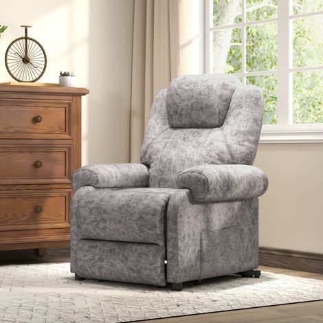 Sillón Relax Reclinable Manual hasta 135º con Reposabrazos Reposapiés Acolchado Grueso Gris (1/5)