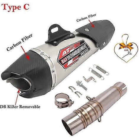 Pot d'échappement moto, tube intermédiaire en fibre de carbone, pour Honda NC700, NC700X, NC750, NC750X, NC750S, 2012-2023, Yoshimura AT2 (Type C) (1/5)