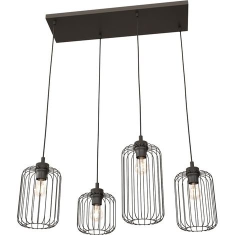 Sospensione Minimal Industrial Vander 4 Luci Lineari Nera (1/5)
