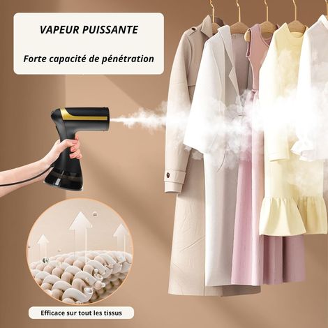 Vaporizzatore portatile per indumenti da 1500 W – Serbatoio dell'acqua da 300 ml – Riscaldamento rapido e compatto – Potente vaporizzatore portatile per vestiti, camicie, abiti, tende – Ideale per via (1/4)