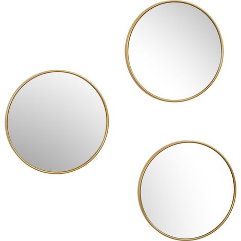 3er Set runde Spiegel Toronto 26 cm Goldrahmen (1/3)