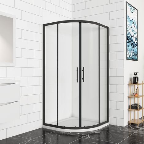 800x800x1850mm Matt Black Bathroom Quadrant Shower Enclosure Shower Screen Door Safety Glass