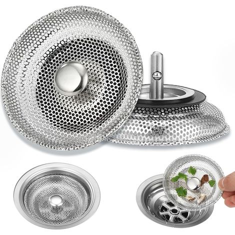 2 Pièces Filtre Évier Inox - Acier Inoxydable - Anti-bouchons et Odeurs - Cuisine et Salle de Bain - Diamètre 8 cm (1/5)
