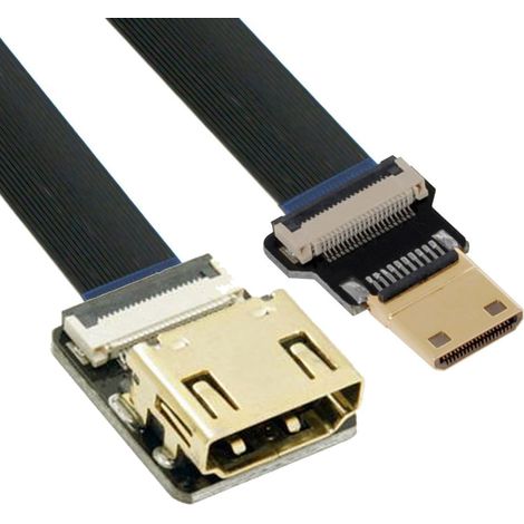 Câble d'extension plat ultra fin Mini HDMI mâle vers HDMI femelle Cord 1080p pour photographie aérienne FPV HDTV multicopter C1-A4 (10 cm) (1/5)